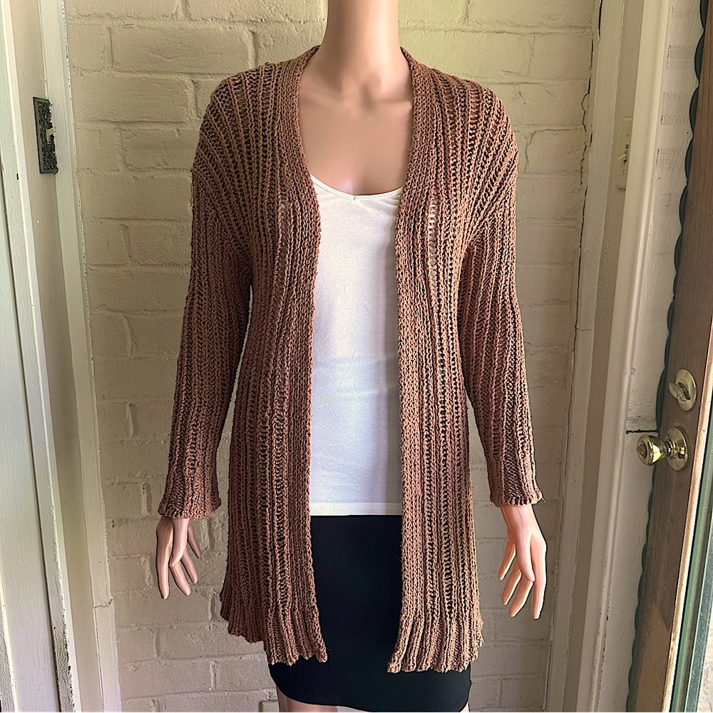 Forever 21 size medium tan cute knit long boho comfy cardigan
